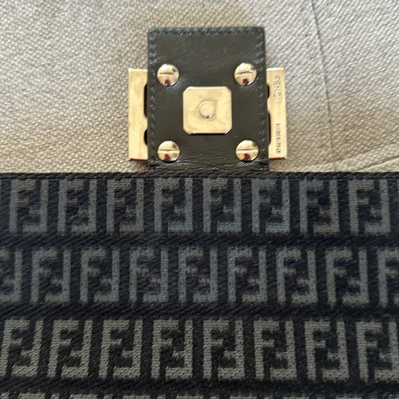 Fendi Monogram Black Suede Shoulder Bag - Picture 7 of 12